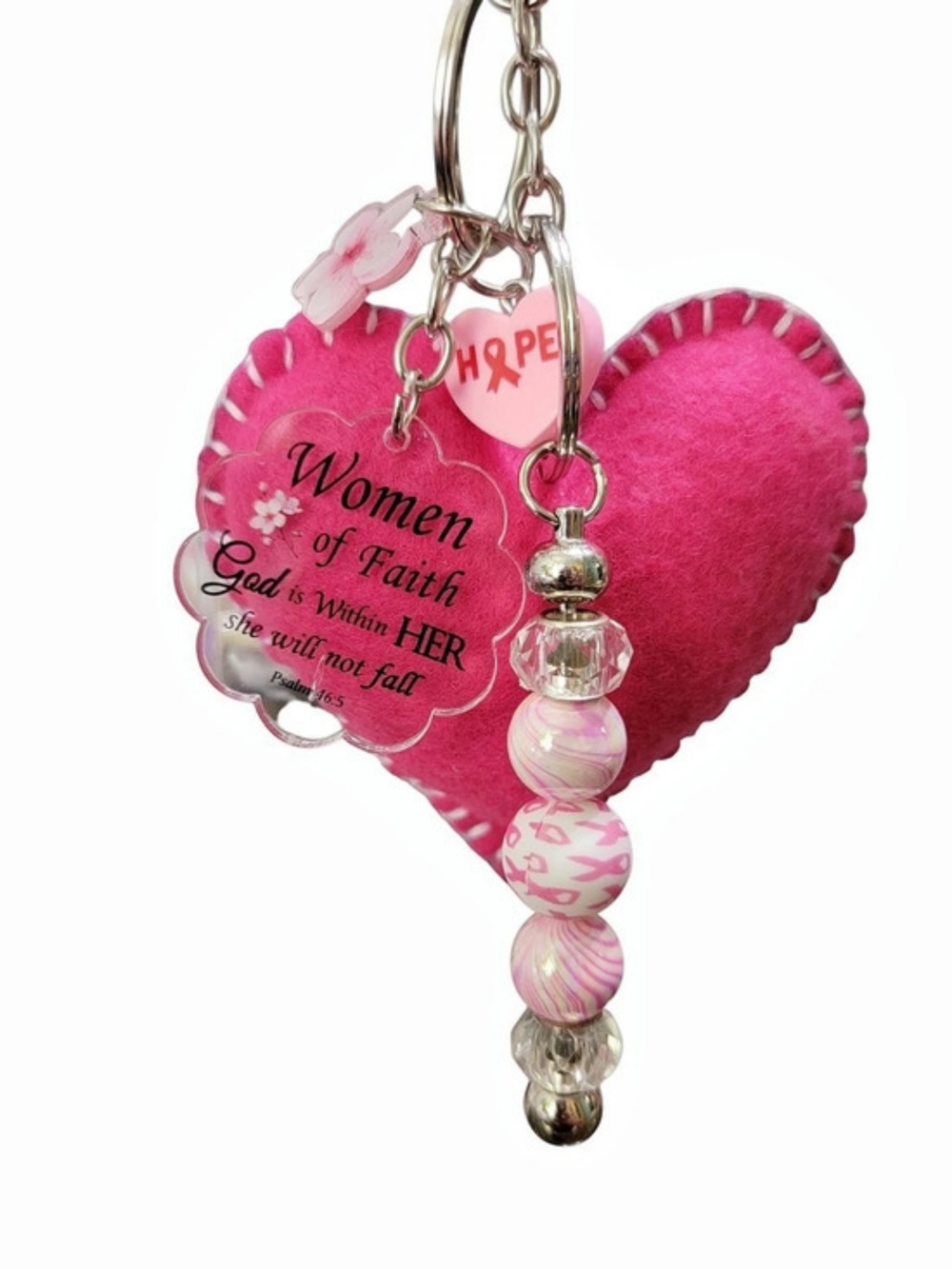 Pink Heart Awareness Ribbon Keychain - Picture 2 of 7